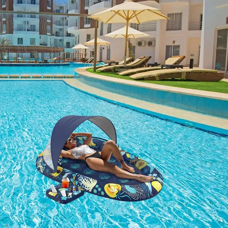 PVC Inflatable Pool Floating Lounger With Drink Holder Water Lounger Adult Water Sports Surfboard Air Bed Water Sofa Bed