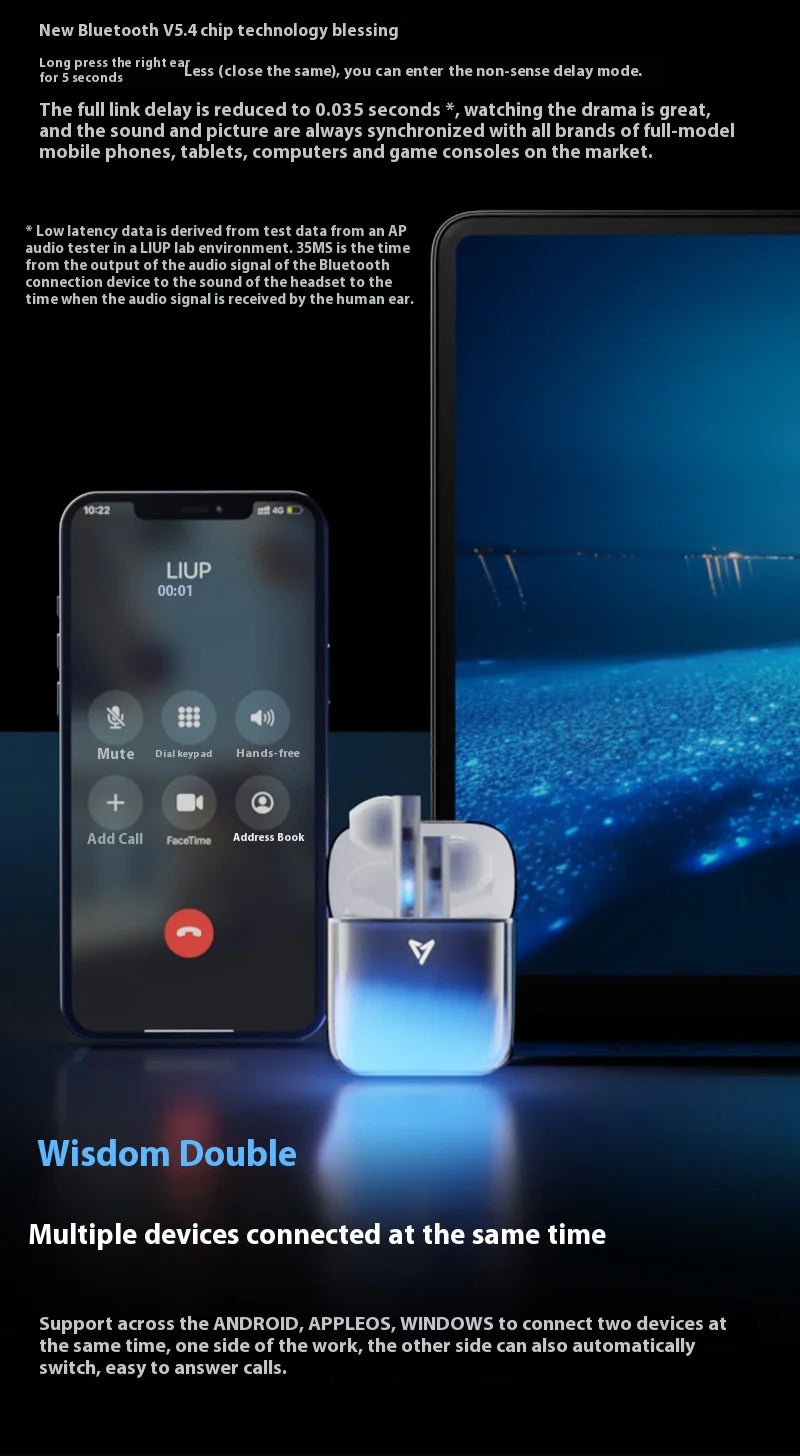 Glowing Gaming Bluetooth Earphones High Quality Sound Long Battery Life True Wireless Earbuds For Sports And Fitness