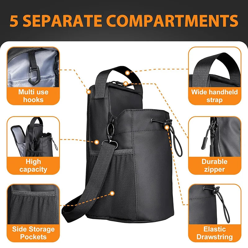 Magnetic Water Bottle Bag Large Capacity Specific Water Cup Holder with Strong Magnet Portable Bag for Outdoor Sports Gym Camp