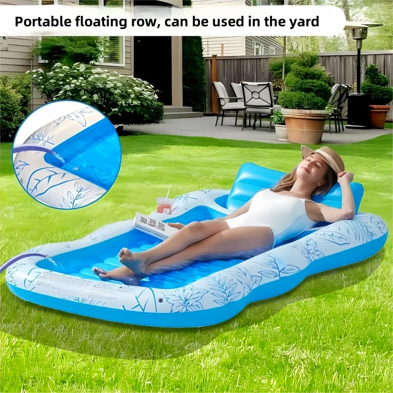 Inflatable Adult Pool Lounger Float - Large Beach Sun Tanning Floaty Raft Sunbathing Water Lounge Float Tub with Drink Holder