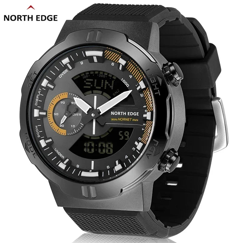 NORTH EDGE 2022 HORNET Men's Digital Watch Running Cycling Sports Watches Waterproof 50M World Time Speed Illuminator Wristwatch