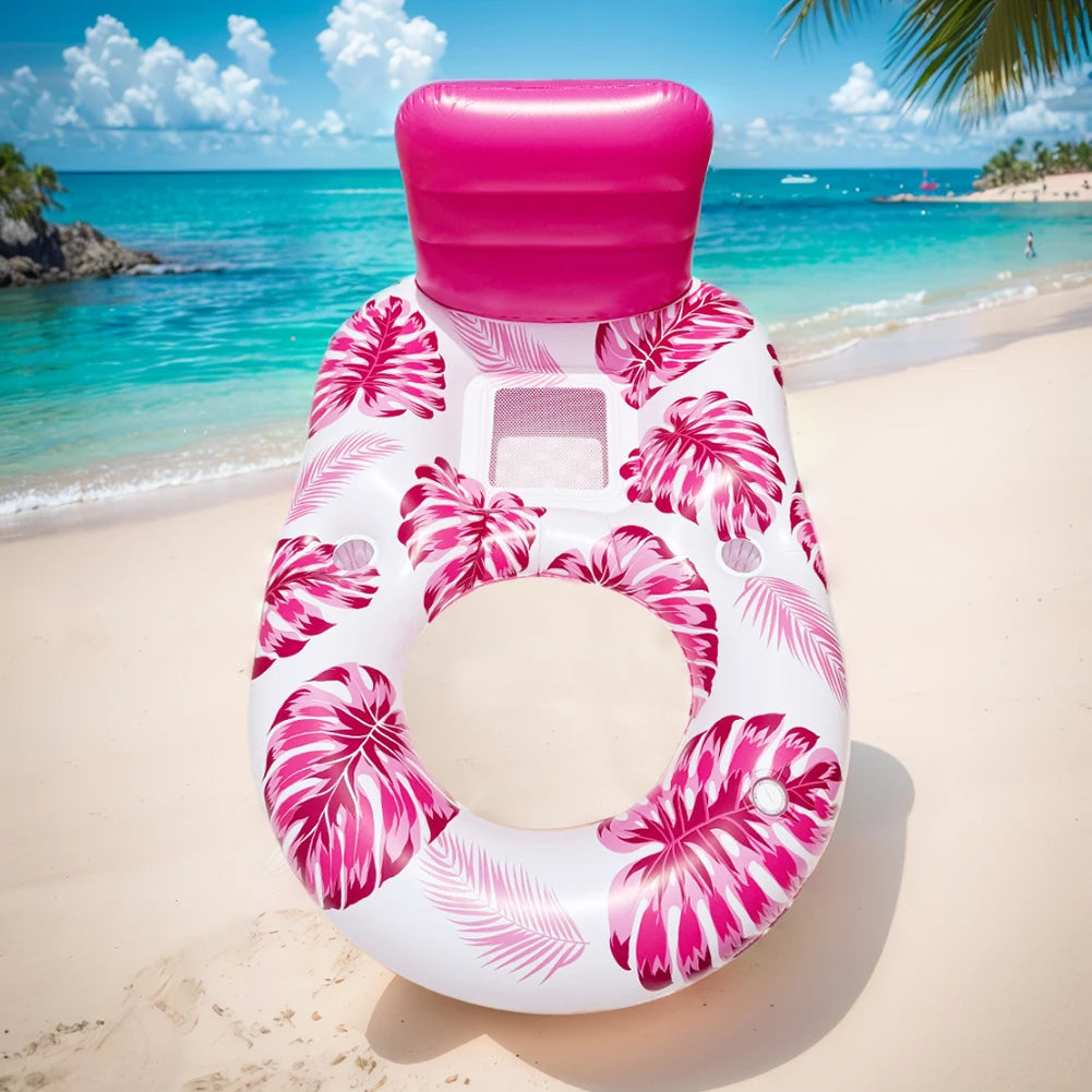 Pool Lounge Float Inflatable Pool Floats Comfortable Pool Float Lounger with Cup Holder Water Floating Recliner for Pool Beach