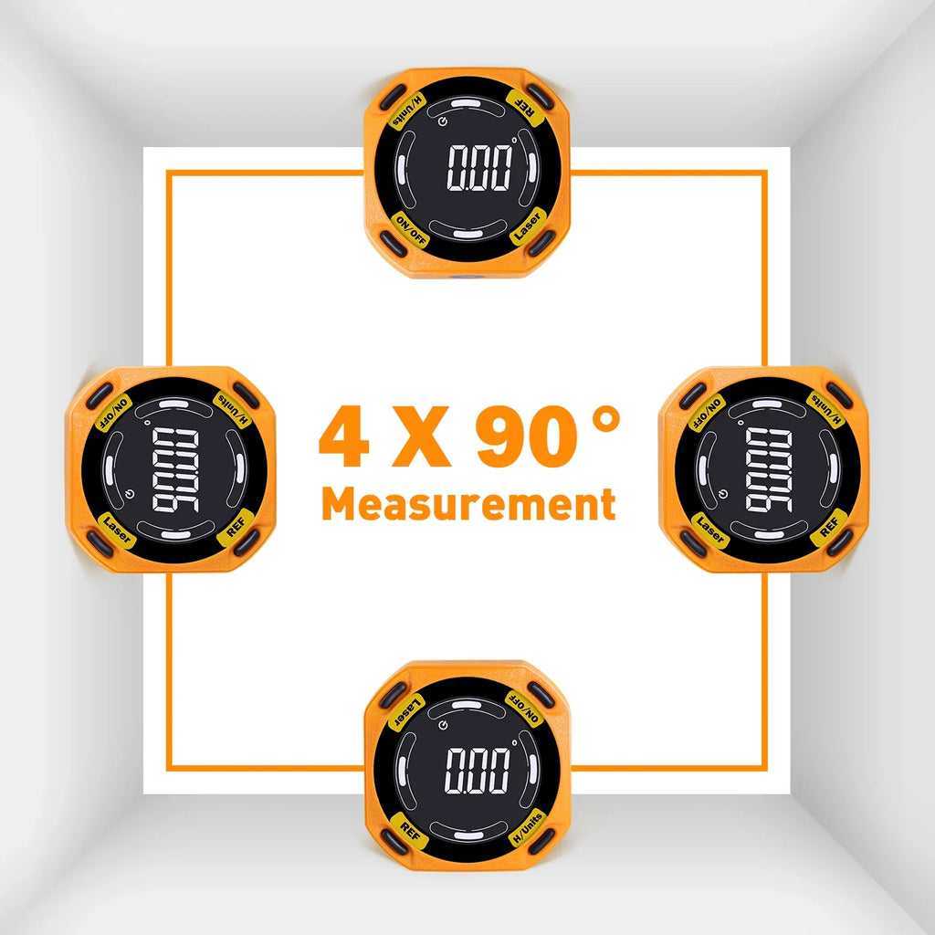RZ Digital Inclinometer Laser Angle Finder  3-in-1 Line Protractor 4X90 Degree