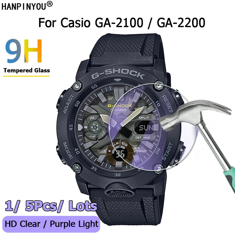 For Casio GA-2200 GA-2100 GA-2110 SmartWatch Ultra Slim Clear / Anti Purple Light 2.5D 9H Tempered Glass Film Screen Protector