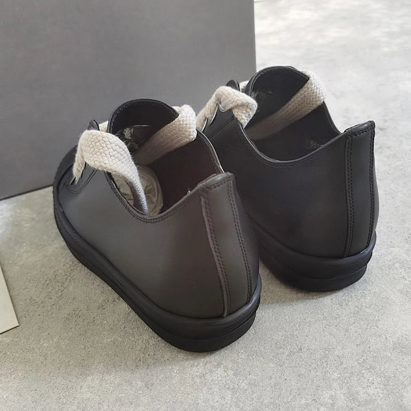 Men's Casual Shoes Jumbo Shoelace Women's Sneakers Leather Shoes for Men Lace-up O-wen Fashion Men's Sneakers