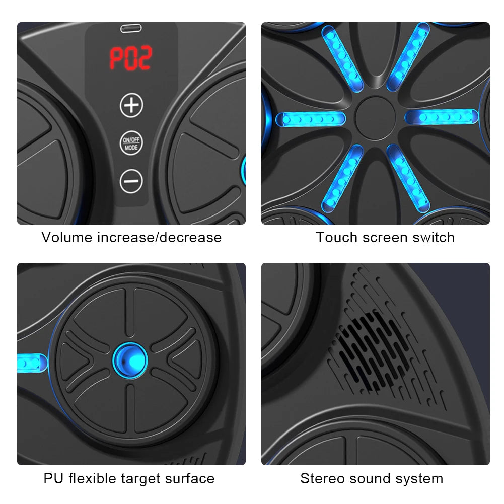 Music Boxing Machine Boxing Reaction Wall Target Type C USB Charging Workout Boxing Target Machine Wall Mounted for Home Workout