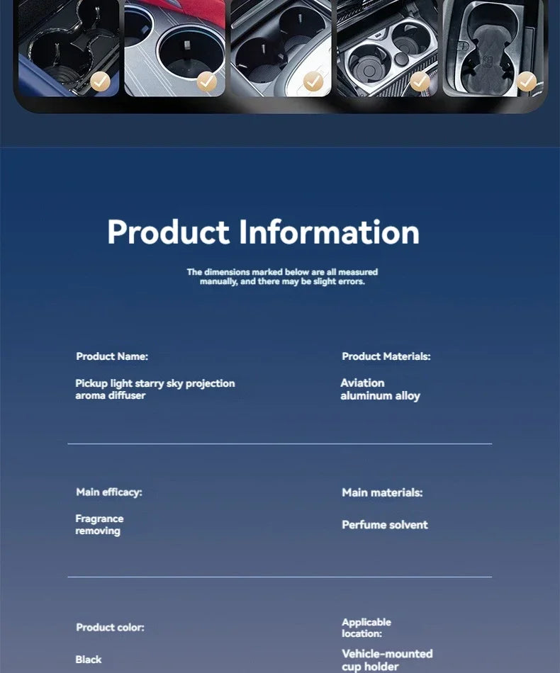 Smart Car Air Freshener Rechargeable Aroma Diffuser 5 Levels of Adjustable Intelligent  Diffuser Pickup Light Starry Sky Summit