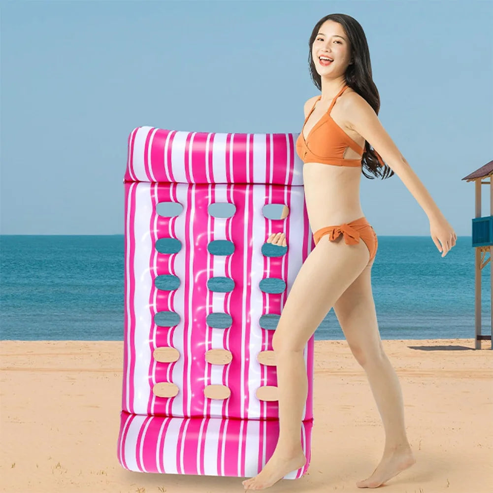 Inflatable Pool Float Lounger with Headrest Pool Floats Hammock Portable Floating Lounger Air Mattress for Swimming Pool Party