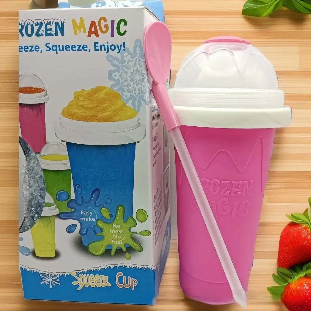 Quick Make Smoothie Squeeze cup Double Silica Gel Thickened Homemade Smoothie Pinch cup Summer Juice Smoothie Make Ice Water cup