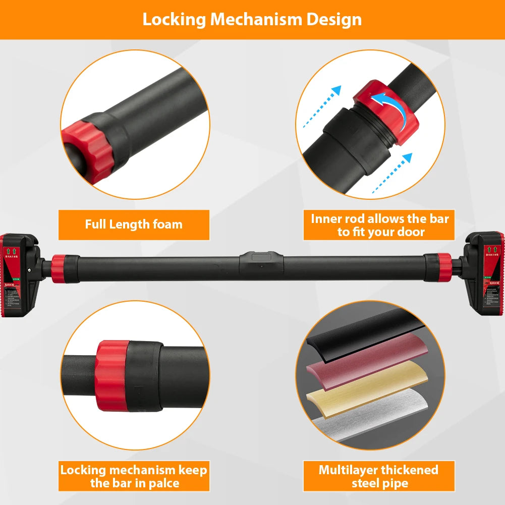 Strength Training Pull-up Bars with Level Gauge 69-92cm Adjustable Width 200kg Max Load Capacity Chin Up Bar For Doorway