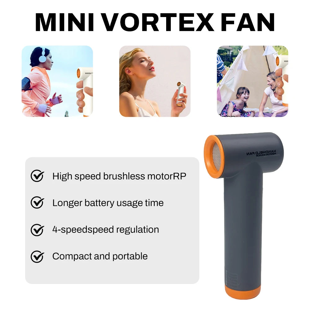 90000RPM Handheld Portable Turbo Fan, Super High-speed Fan with 4-speed, 4000mAh, USB-C Rechargeable Personal Battery Operated