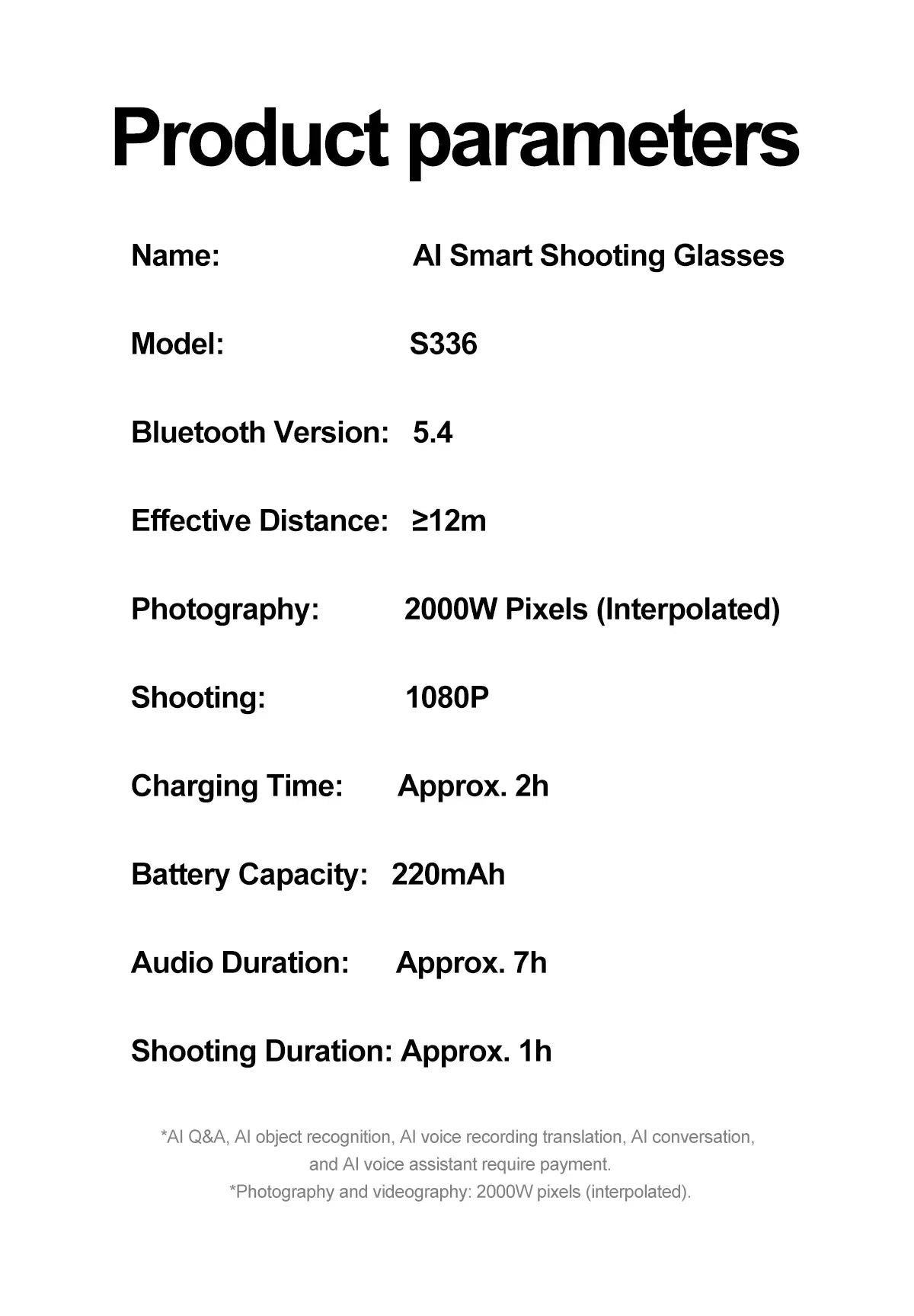 AI Smart Glasses With 5MP Camera Translation Voice Control WIFI Transmission Bluetooth Call Music Playback Intelligent Glasses