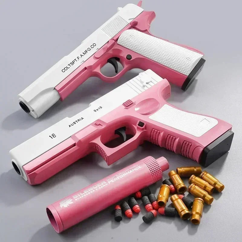Mechanical Automatic Desert Eagle Toy Guns Shell Ejection Airsoft Pistol Continuous Firing Soft Bullet for Children Shooting