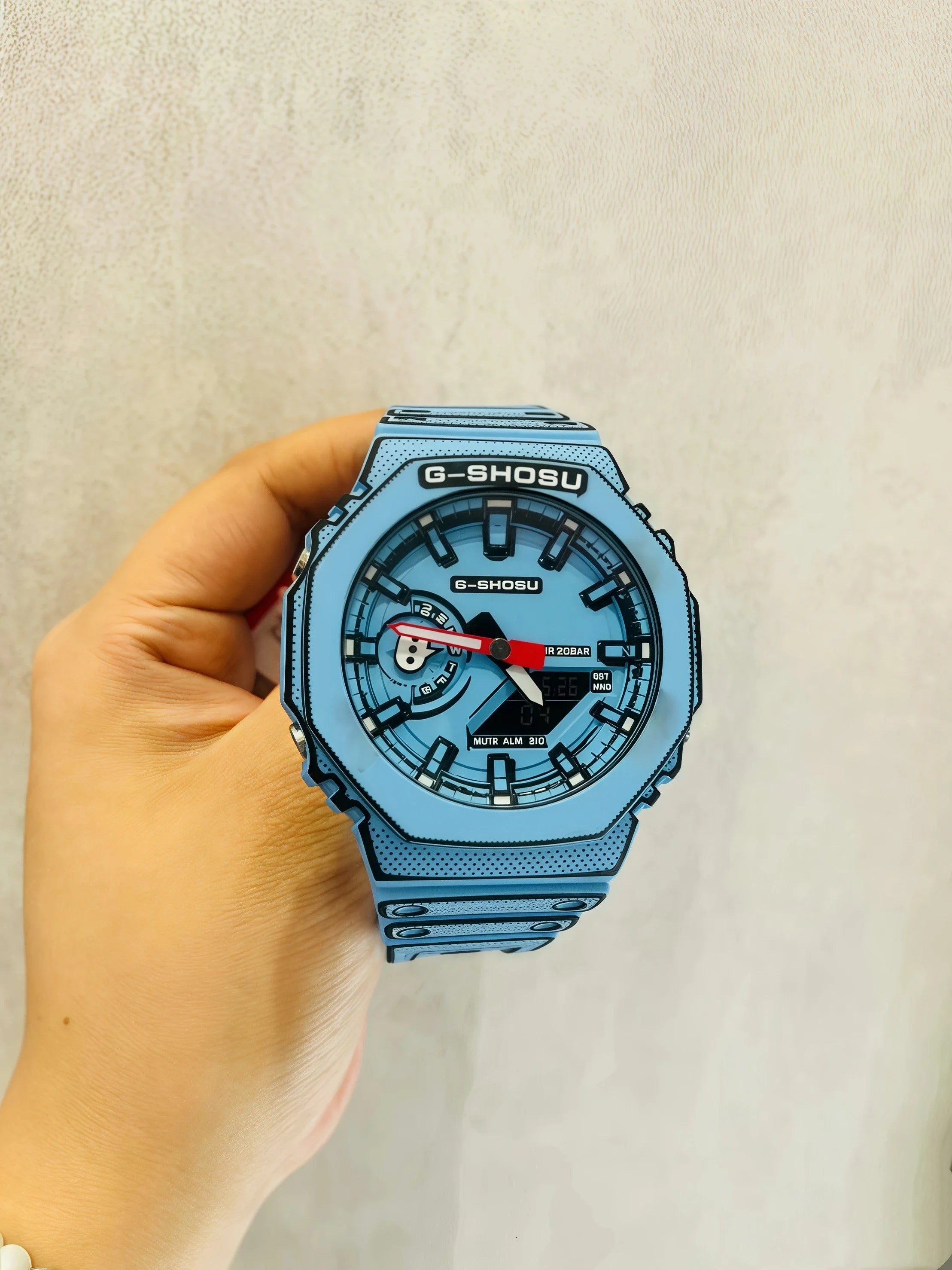 Comic Sport Electronic Unisex Watch LED World Time Automatic Hand Lift Light Dual Display