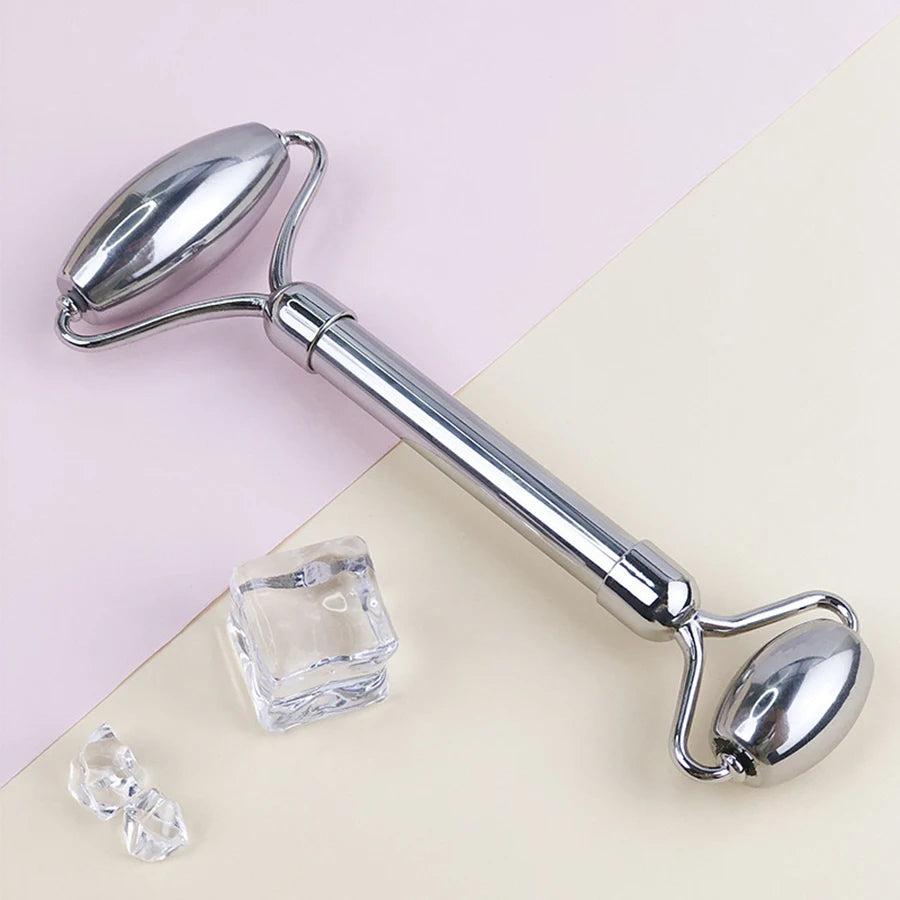 Ice Face Roller Facial Skincare Ice Roller Set, Stainless Steel Facial Roller Gua Sha Face Tool Face Massage Roller Mold Cube