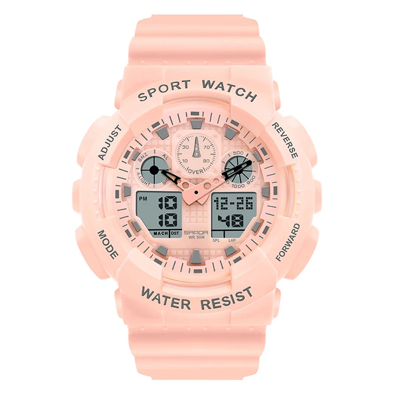 SANDA Multifunctional Sports Watch Waterproof Luminous Dual Movement Quartz Electronic Watch Fashion Couple Watch for Men Women