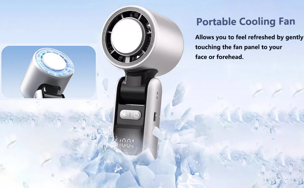 Portable Handheld Turbo Fan 100 Gear Wind USB Rechargeable Battery Operated Up to 3 IN 1 Personal with Air Tech Cooling
