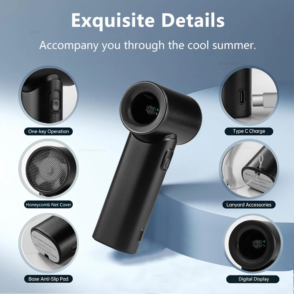 Portable Handheld Turbo Fan Mini Portable Hand Fan 3000mAh Rechargeable Handheld Turbo Fan Small Pocket Fan for Outdoor Travel