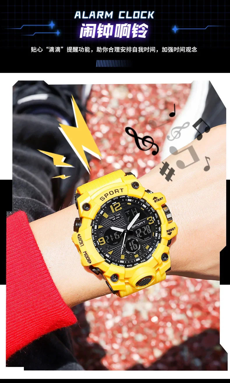 Teenage Men's Junior High School Student Fashion Trend Black Technology Sports Glow Men's Electronic Watch