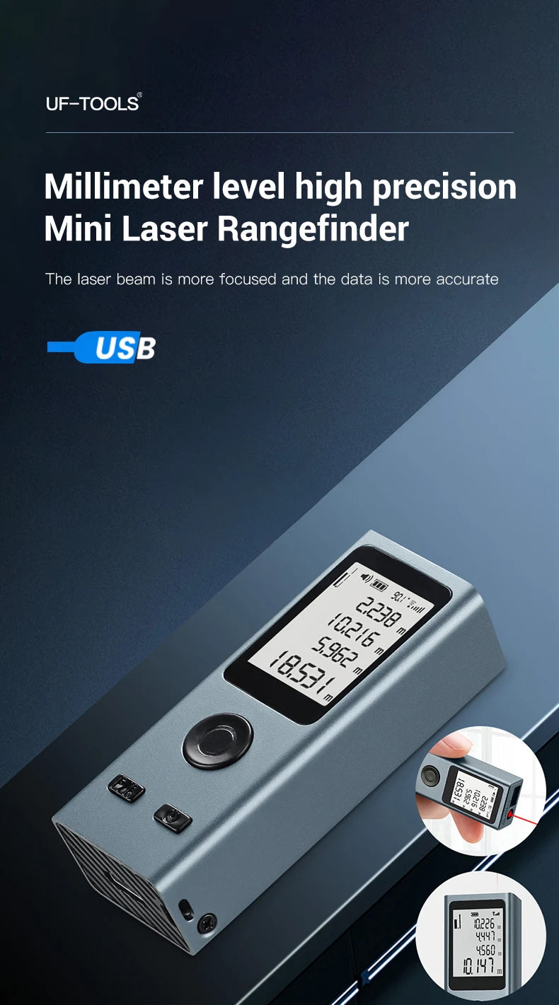 Mini Laser Rangefinder 30M High Precision Measurement Laser Distance 24g USB Rechargeable Handheld Distance Meter Smart Portable