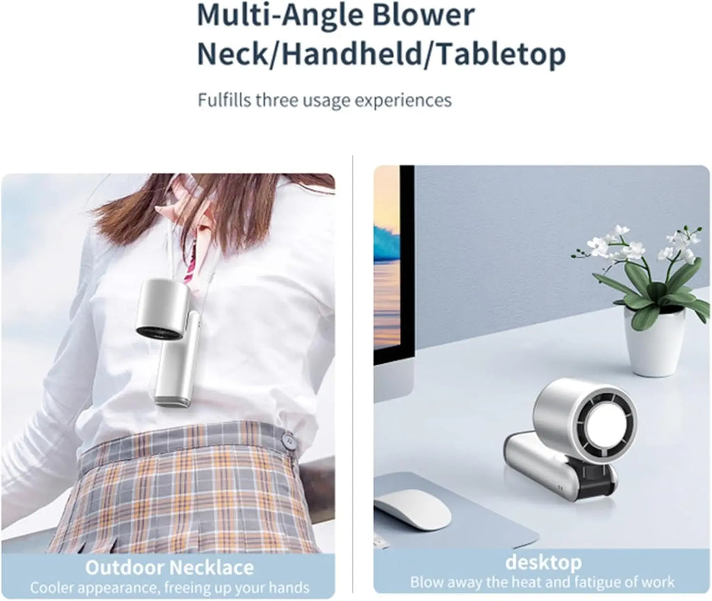 Portable Handheld Turbo Fan 100 Gear Wind USB Rechargeable Battery Operated Up to 3 IN 1 Personal with Air Tech Cooling