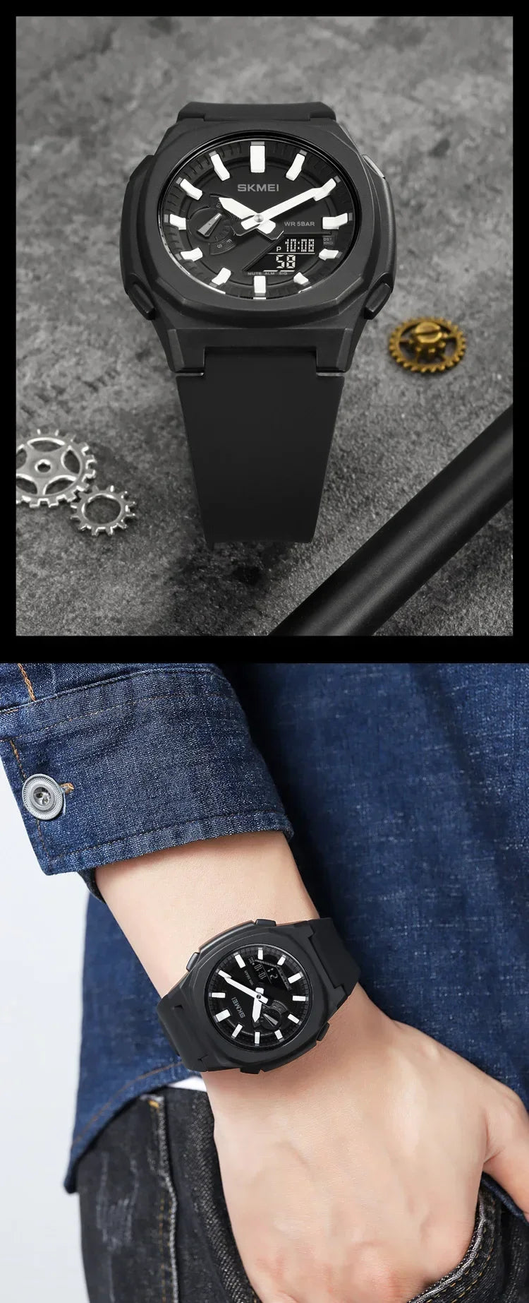 SKMEI 2091 5 Alarms Date Clock reloj hombre with Japan Digital Movement Sport Watches Waterproof Men Countdown Chrono Wriswatch