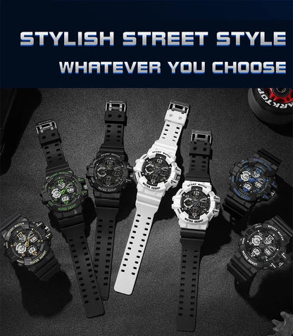 SANDA 3168 White Sport Watch  LED Digital 50M Waterproof Watch Men Multifunction Clock Relogio Masculino Men Military Watches