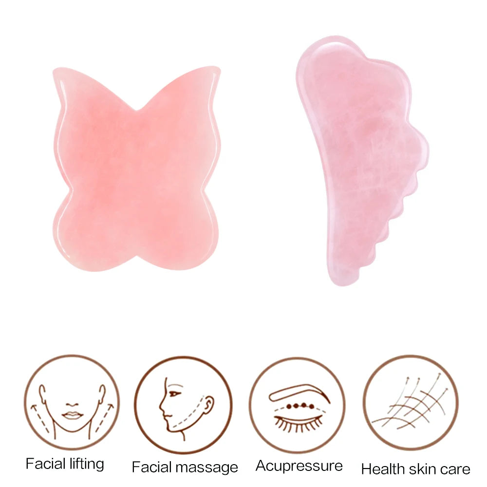 Gua Sha Massage Tool for Scraping Facial and Body Skin Massage Made of Rose Quartz Stone for Acupressure Scrapper Facial Tools