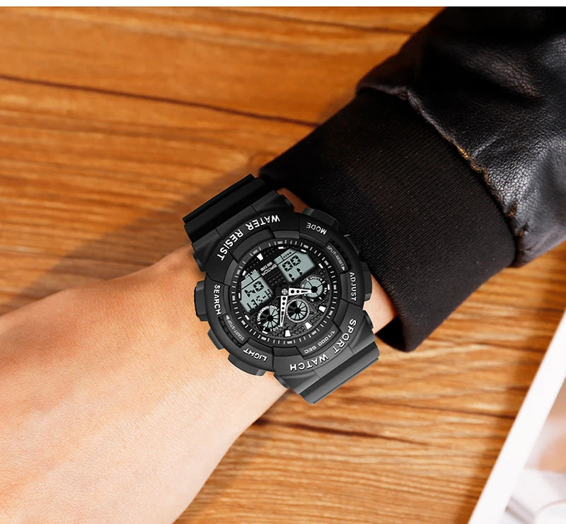 SANDA Multifunctional Sports Watch Waterproof Luminous Dual Movement Quartz Electronic Watch Fashion Couple Watch for Men Women