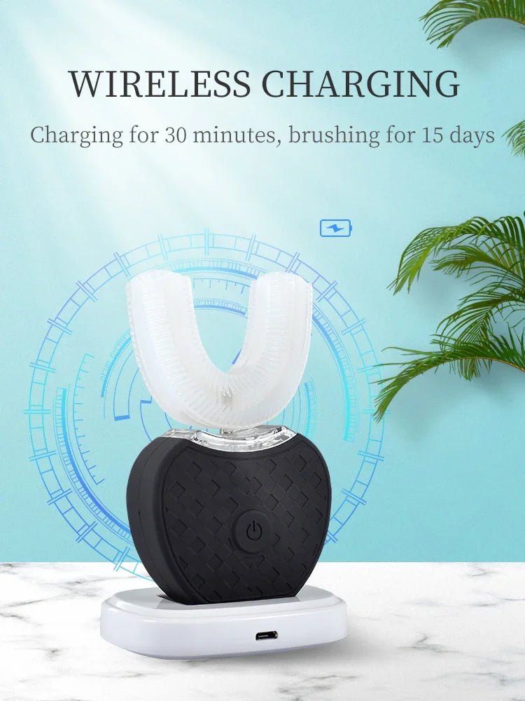 Ultrasonic Toothbrush,U Shape Toothbrush Ultrasonic Teeth Cleaner Teeth Whitening Lamp 360 Adult Electric Automatic Toothbrush