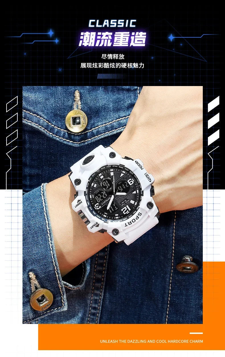 Teenage Men's Junior High School Student Fashion Trend Black Technology Sports Glow Men's Electronic Watch