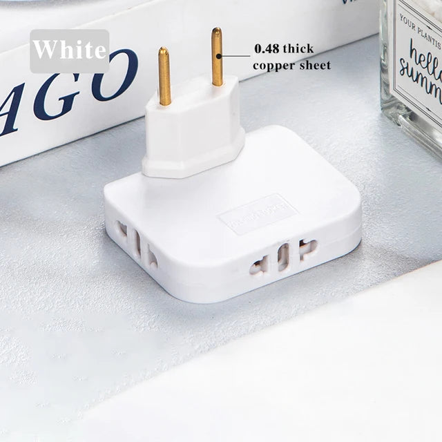 EU Plug 180 Degree Rotatable Socket Converter 3 in 1 Extension Plug Multi-Plug Mini Slim Wireless Outlet Adapter Sockets