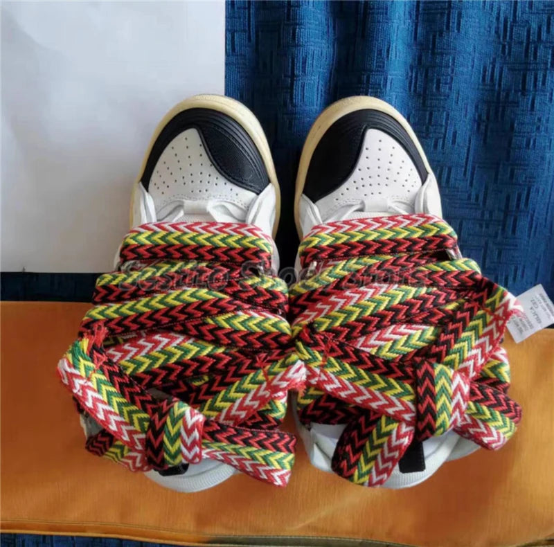 Thick Sole Mixed Colors Casual Sneakers for Men Women Fashion Round Toe Lace Up Skateboard Shoes Outdoor Breathable Couple Shoes