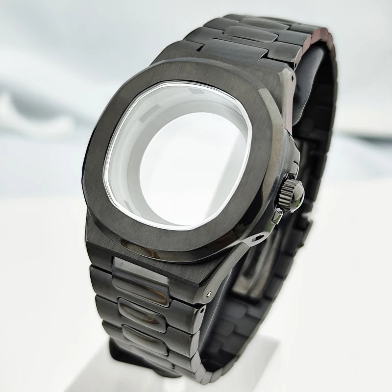 Watch Case for NH34 N.H35 N.H36 Movement - Fits 29.5-30mm Dial & 13mm Band - Replacement Mod DIY Case Set in Silver Black Gold