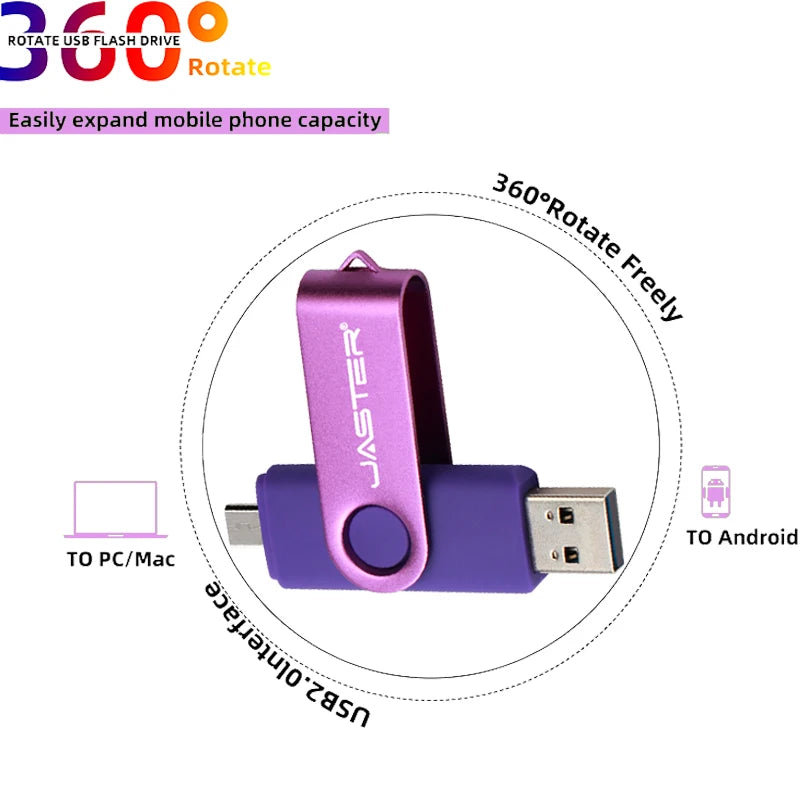 JASTER OTG 2 in 1 USB Flash Drive Pen Drive 128GB 64GB 32GB 16GB External Storage Frosted Double Application Micro USB Stick