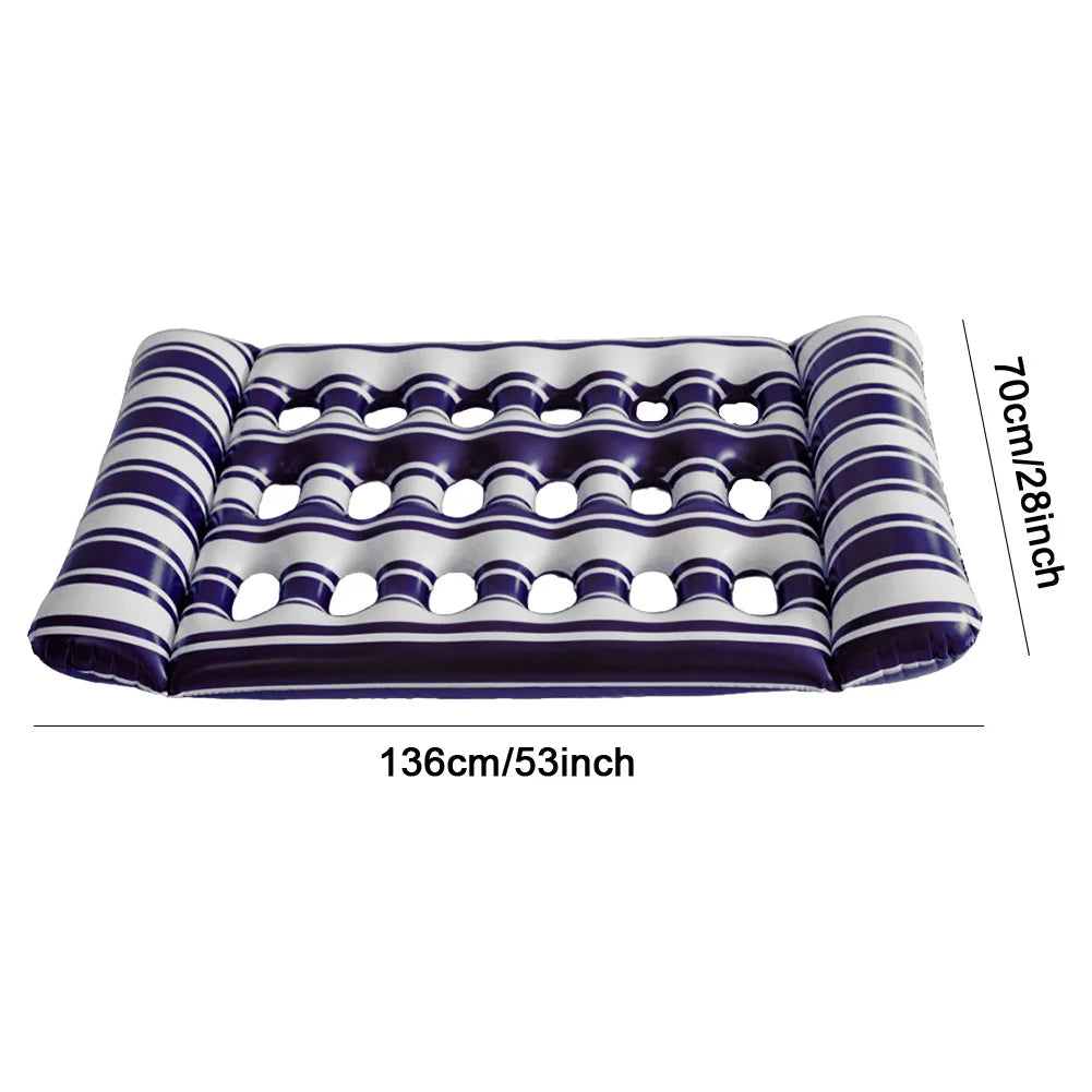 Inflatable Pool Float Lounger with Headrest Pool Floats Hammock Portable Floating Lounger Air Mattress for Swimming Pool Party