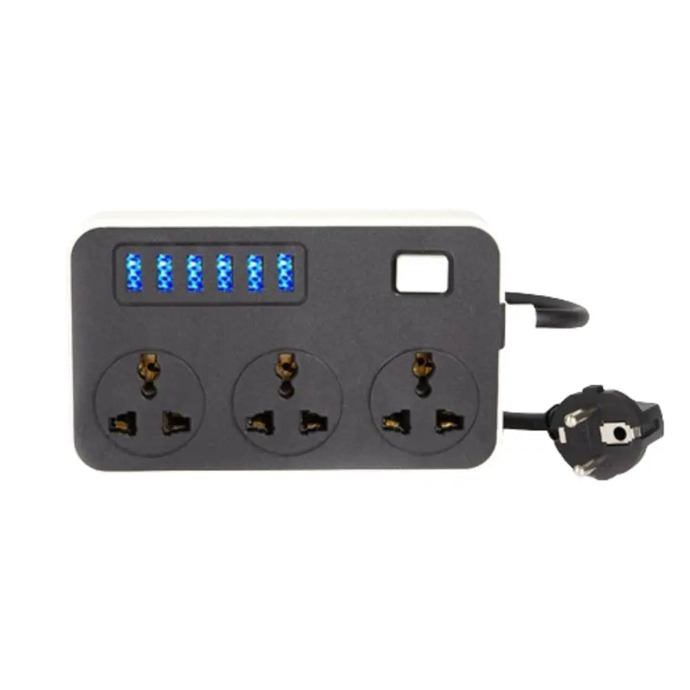 UK EU US Outlet Power Strip 2m Extension Cord 3-Outlets Extended USB Socket Power Button Safe Universal Plug Electrical Socket