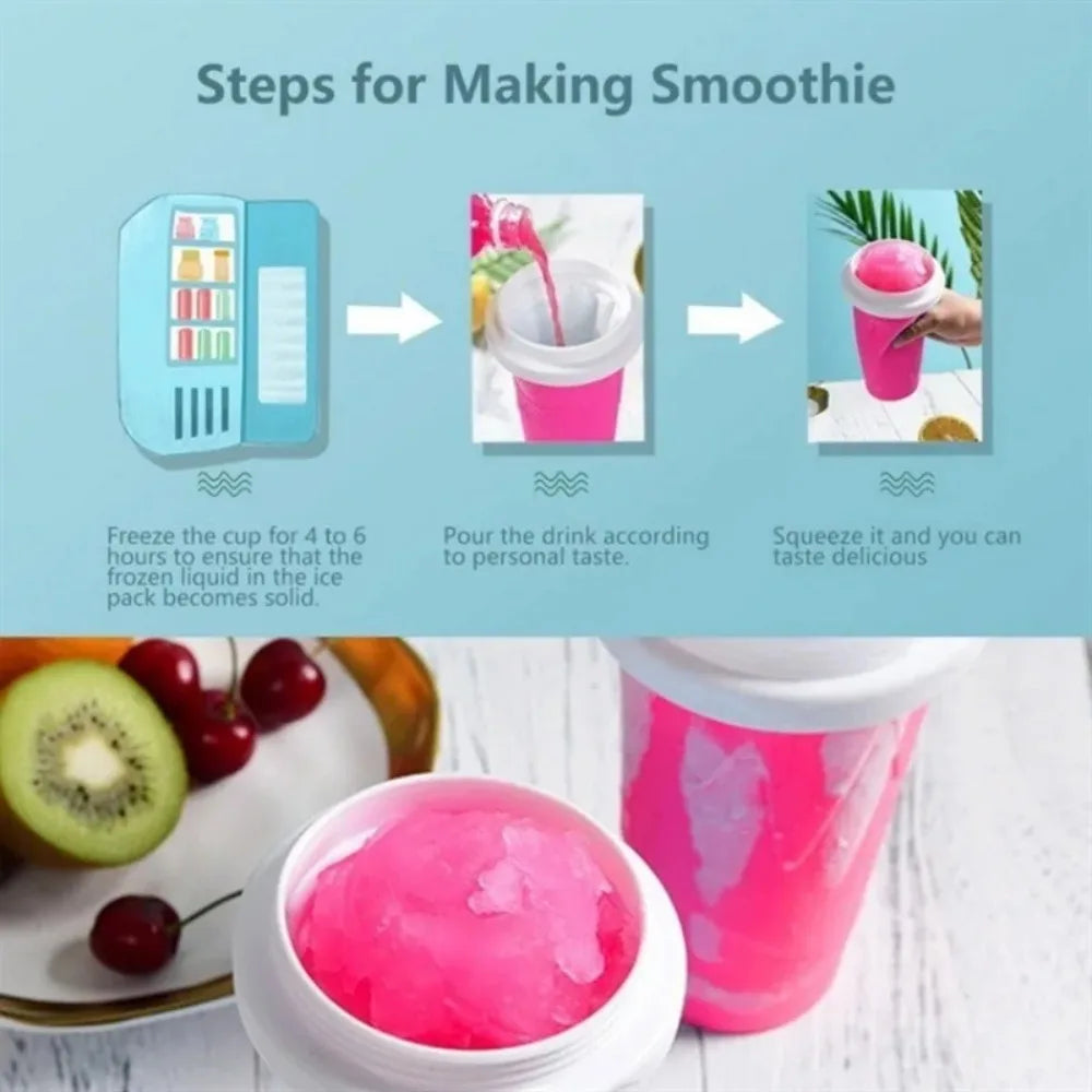 Quick Make Smoothie Squeeze cup Double Silica Gel Thickened Homemade Smoothie Pinch cup Summer Juice Smoothie Make Ice Water cup