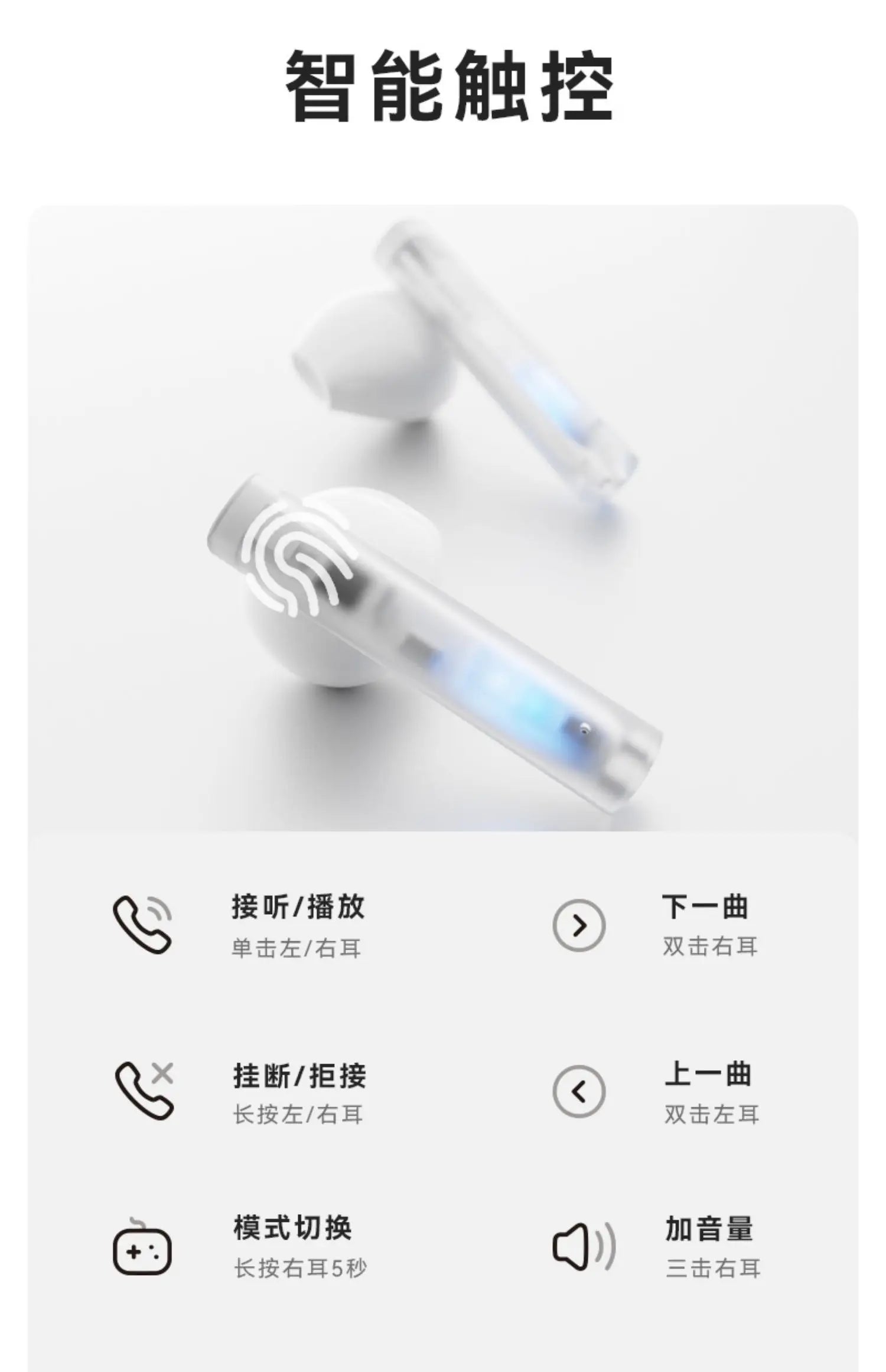 LIUP LP1 Luminous New Headphones Bluetooth Half in Ear Without Sensors Delay AI Active Noise Reduction  Dual Mode Switching Gift