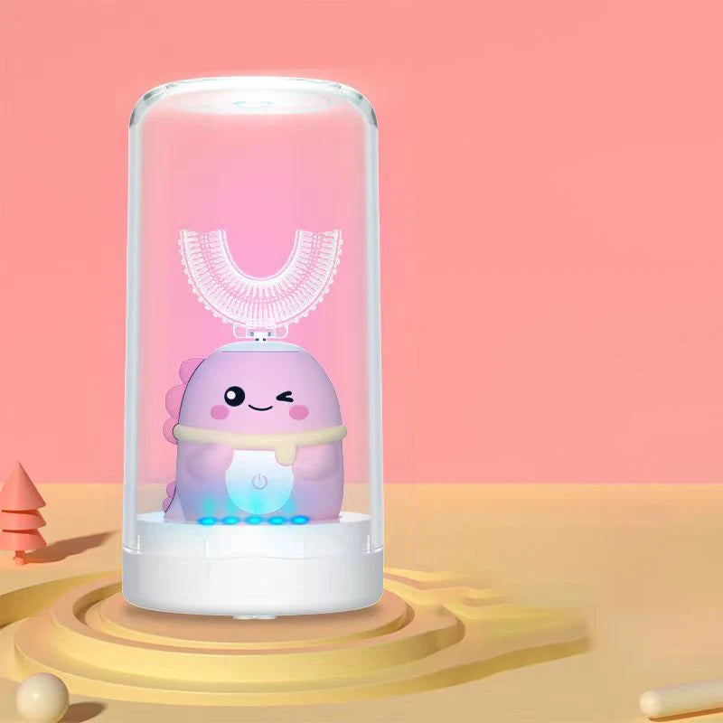 360Degrees Sonic Electric Toothbrush U Shape for Kids Children Intelligent Automatic USB Charging Blue Light for Tooth Whitening