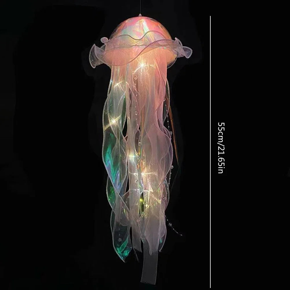 Jellyfish Lamp Portable Flower Atmosphere Night Light Girl Room Hanging Light Decorations Handmade DIY Ceiling Lantern Ornaments