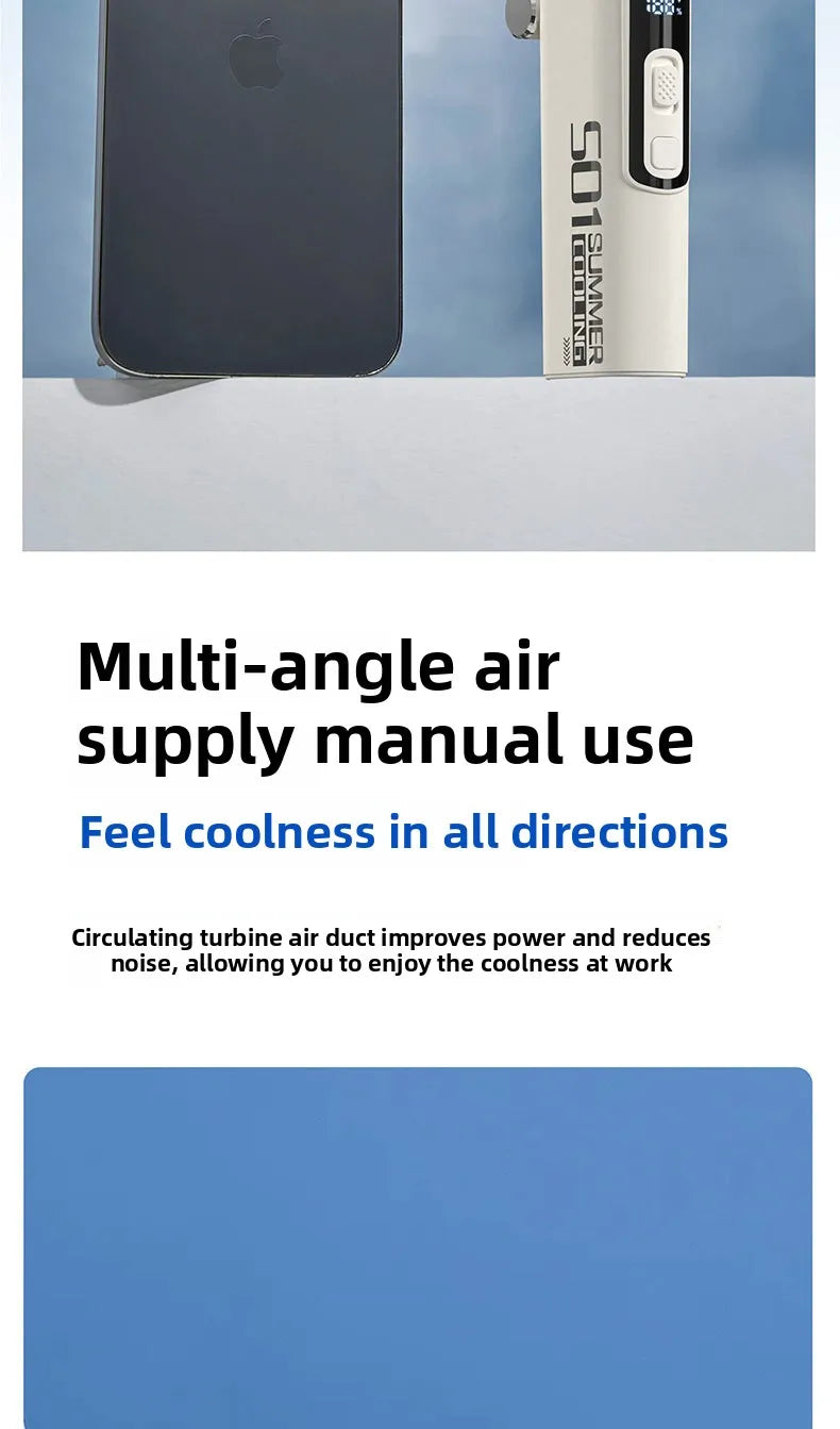 Handheld Fan, Turbo Power High Speed Air, USB Charging, Foldable Otdoor Portable Small Fan, LED Digital Display Turbo Fan