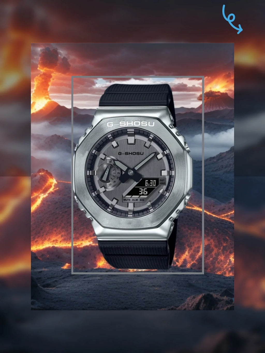 Electronic unisex digital watch with full function alloy dial GM oak series LED dual display world time full function