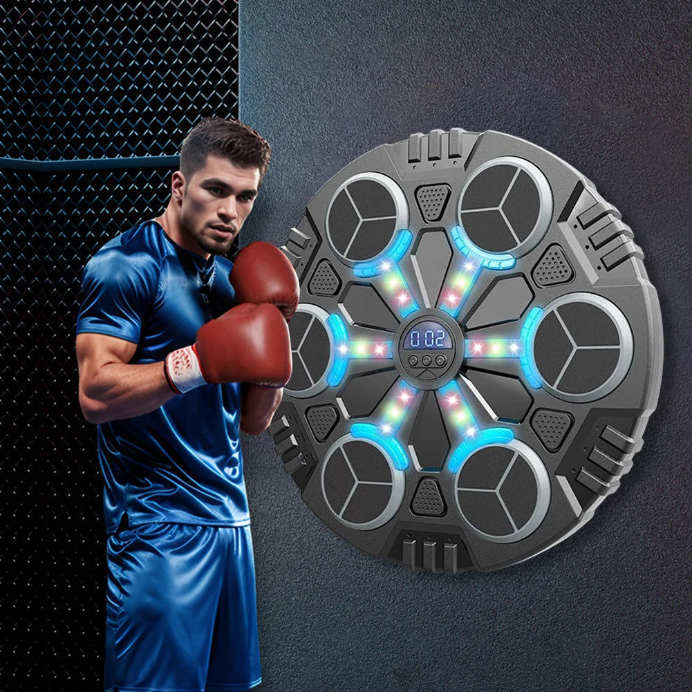 Music Boxing Machine Boxing Wall Target Adjustable Speed Smart Boxing Training Machine with Gloves USB Rechargeable for Home Gym