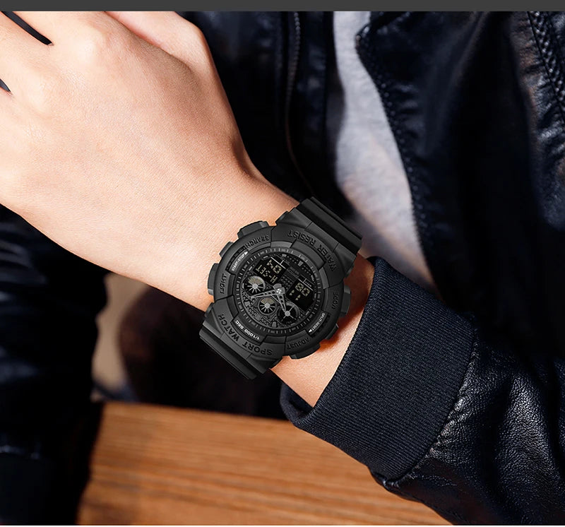 SANDA Multifunctional Sports Watch Waterproof Luminous Dual Movement Quartz Electronic Watch Fashion Couple Watch for Men Women