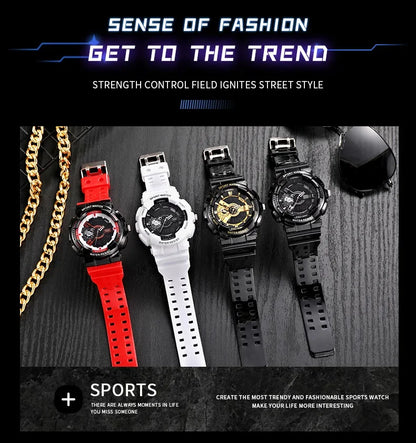 Youth Sport Digital Watch Men Shockproof Waterproof Dual Wristwatches LED  Alarm Clock Mens Watches Cool