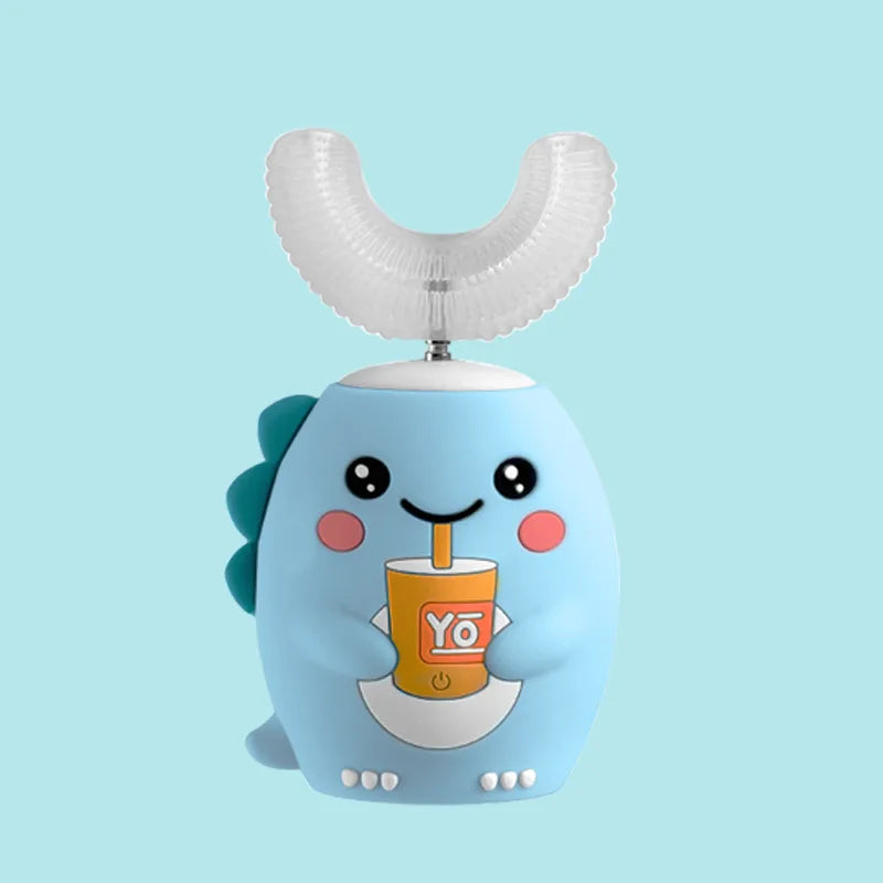 360° Sonic Electric Toothbrush U Shape Rechargeable for Kids Children Automatic Silicone Tooth Brush Smart Timer Blue Light IPX7