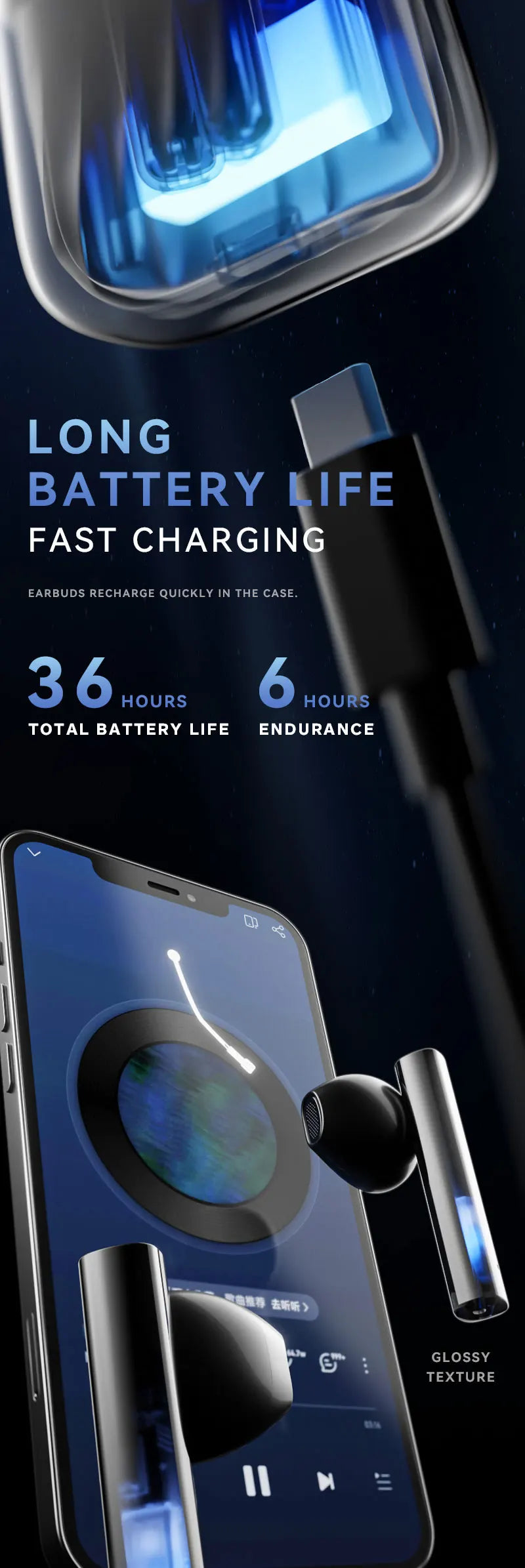 LIUP Pods LP1 luminous quicksand earphone glows in the dark. Low-delay wireless ENC noise reduction Bluetooth headset headphones