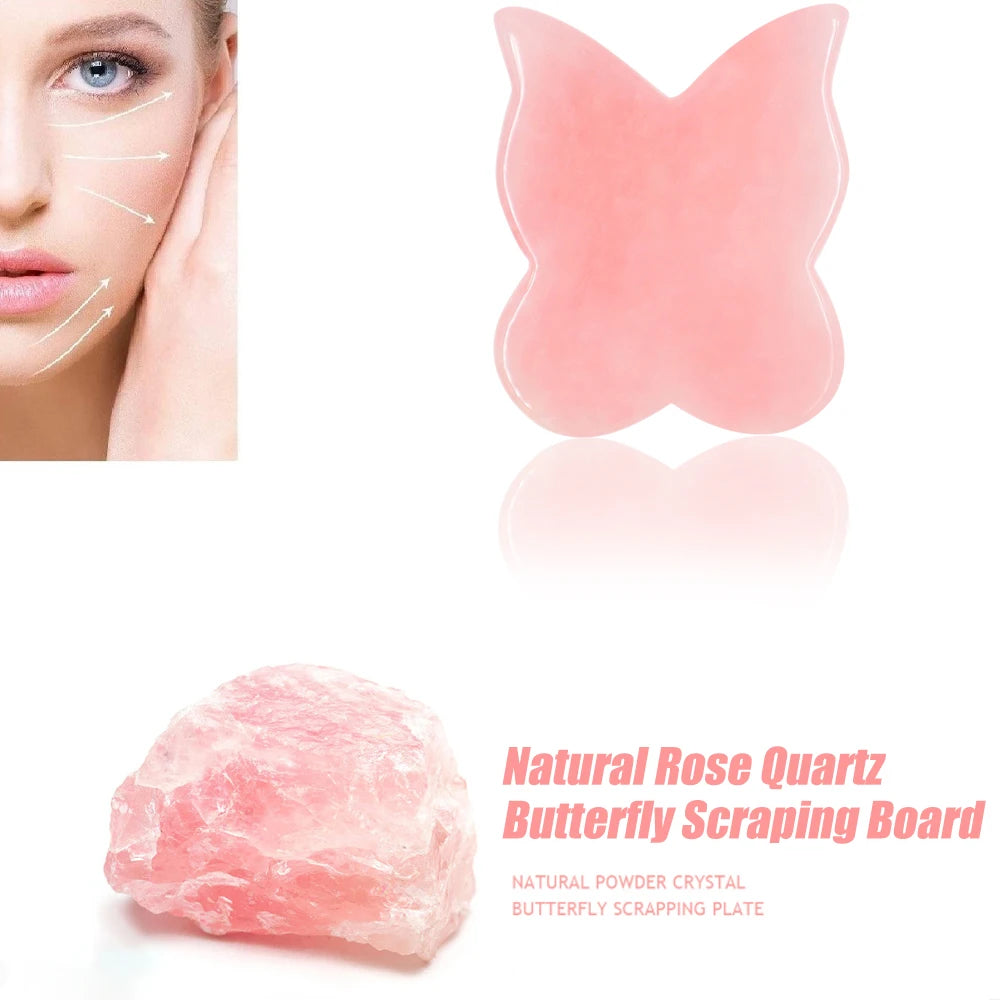 Gua Sha Massage Tool for Scraping Facial and Body Skin Massage Made of Rose Quartz Stone for Acupressure Scrapper Facial Tools