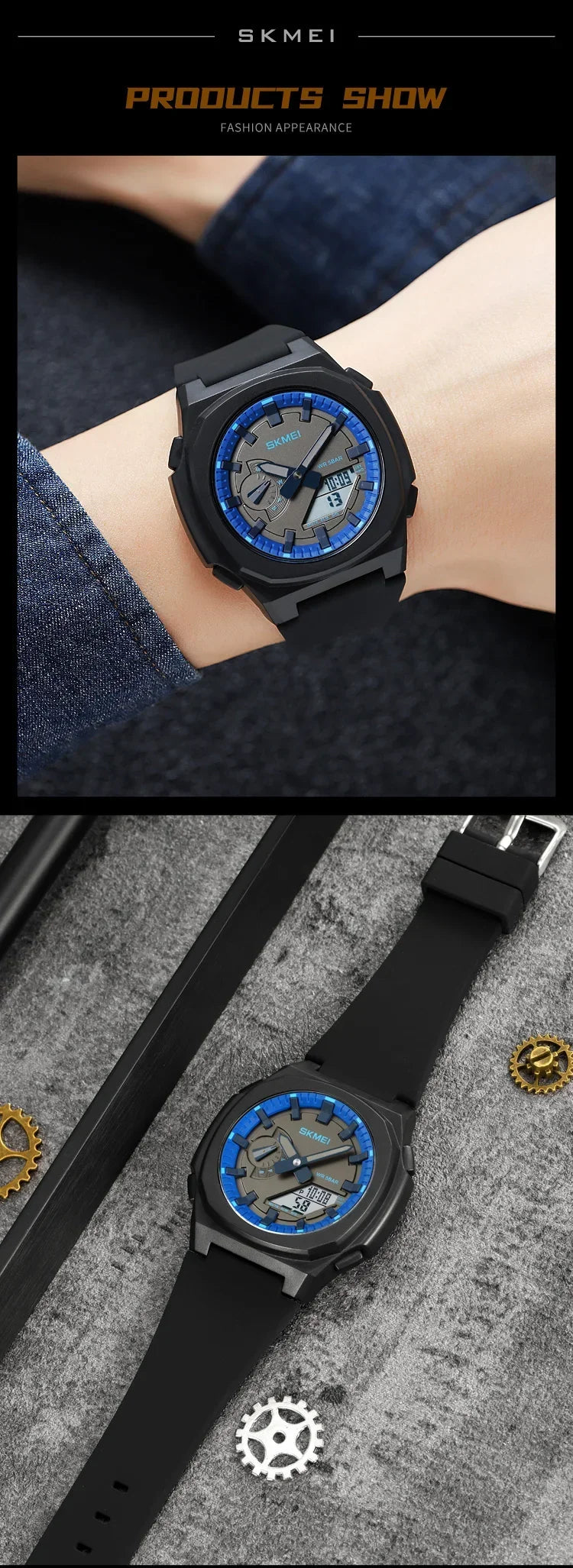 SKMEI 2091 5 Alarms Date Clock reloj hombre with Japan Digital Movement Sport Watches Waterproof Men Countdown Chrono Wriswatch